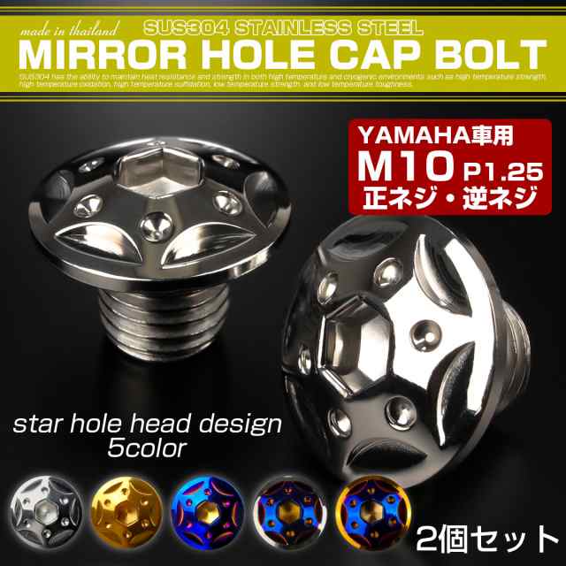 ミラーホールカバーボルト キャップ M10×10mm P1.25 正ネジ 逆ネジ 2個セット ヤマハ車用 スターホールヘッド SUS304 シルバー  TH0183の通販はau PAY マーケット - オートパーツ専門店 EALE | au PAY マーケット－通販サイト