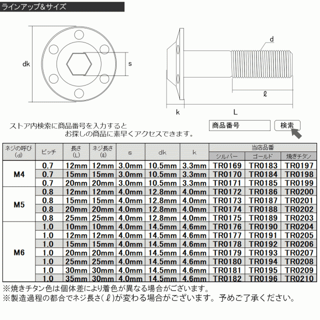 SUS304 フランジ付 ボタンボルト M5×15mm P0.8 六角穴 焼きチタン ステップホールヘッド ステンレス製 TR0201の通販はau  PAY マーケット - オートパーツ専門店 EALE