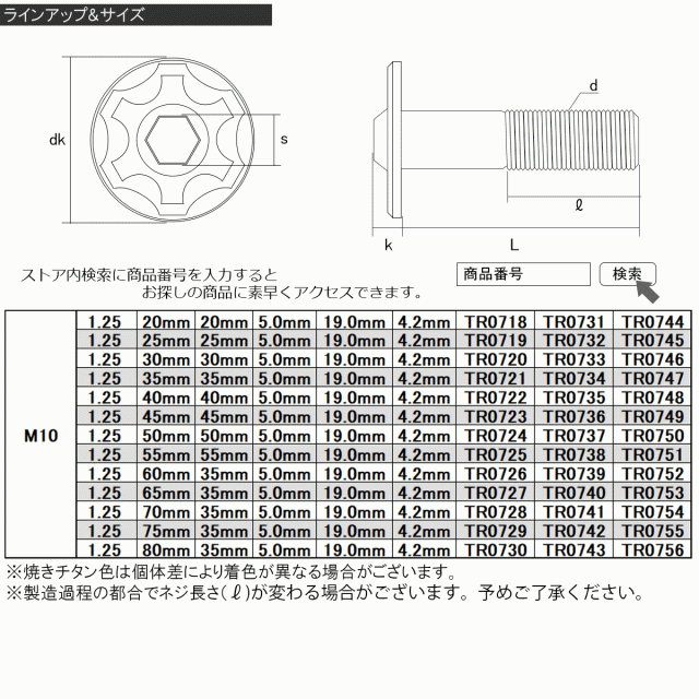 SUS304 フランジ付 ボタンボルト M10×40mm P1.25 六角穴 焼きチタン スノーヘッド ステンレス製 TR0748の通販はau PAY  マーケット - オートパーツ専門店 EALE