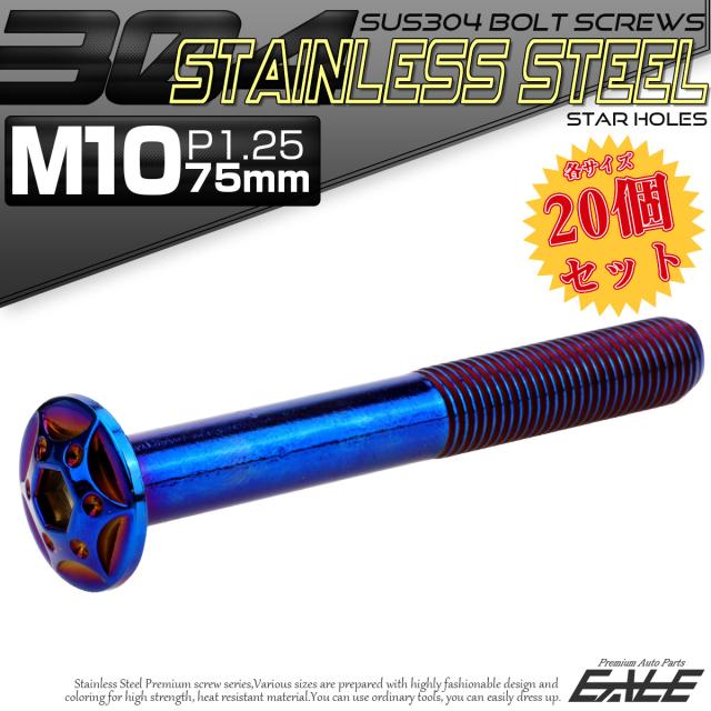 20個セット SUS304 ステンレス製 フランジ付き ボタンボルト M10×75mm P1.25 六角穴  焼きチタン スターホールヘッド TR0716-20SETの通販は 10,296円