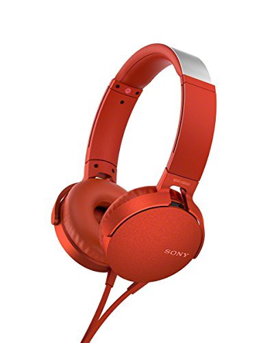 ソニー ヘッドホン 重低音モデル MDR-XB550AP : 折りたたみ式 リモコン・マイク付き レッド MDR-XB550AP R