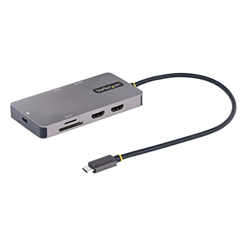 スターテック StarTech.com マルチポートアダプター/USB Type-C接続/デュアルモニター/4K60Hz HDMI/100W USB PD/2x USB-Aハブ(5Gbps)/GbE/SD & MicroSDカードリーダーの通販は
