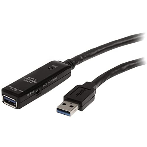 StarTech.com USBケーブル／USB 3.0（5Gbps）／5m／アクティブタイプ／Type-A - Type-A／オス - メス／ACアダプター付属／ブラック／USB