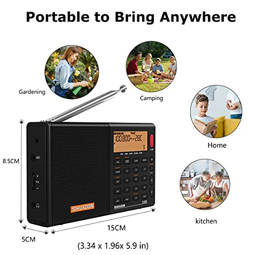 SIHUADUON D-808 ポータブルラジオ FM/AM/SW/LW/エアバンド ポケットラジオ SSB/BCL/DSP/RDS 高感度 小型 超軽量 電池式 充電式 オートオフ機能付き 操作簡単 日本語説明書付き