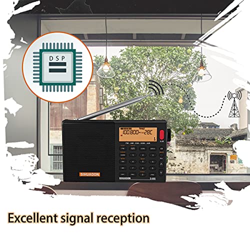 SIHUADUON D-808 ポータブルラジオ FM/AM/SW/LW/エアバンド ポケットラジオ SSB/BCL/DSP/RDS 高感度 小型 超軽量 電池式 充電式 オートオフ機能付き 操作簡単 日本語説明書付き