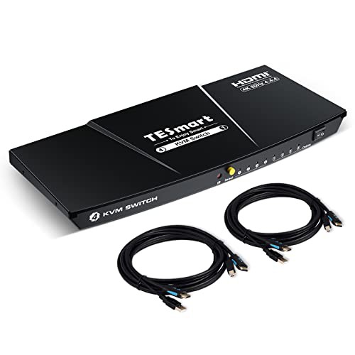 TESmart KVMスイッチ 4入力1出力 HDMI 切り替え器 4K@60Hz RGB4:4:4 KVM HDMI 切替器 4台パソコン1ディスプレイ用 マウス&キーボード互換