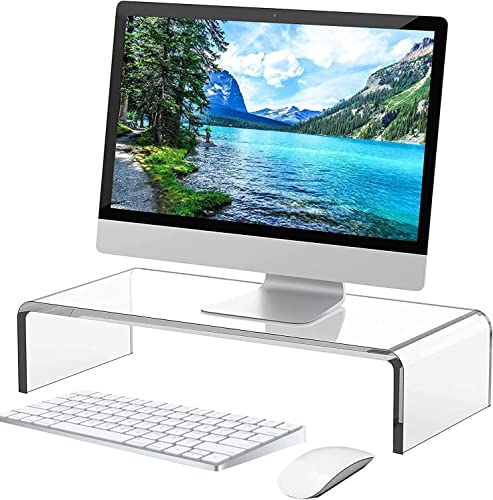 hengshao モニター台 モニタースタンド アクリル ディスプレイ台 パソコンスタンド ディスプレイ台 PCスタンド プリンタ台 机上台 キーボード収納 省スペース 姿勢改善 安定性 耐荷重25KG BT-123 (40.6x19x1の通販は