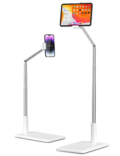 SupeDesk タブレット フロアスタンド アーム ipad スタンド スマホ ホルダー 携帯スタンド 4〜11インチ多機種対応 寝ながらスマホ スポーツジム用 安定 折り畳み式 高さ角度調整 360度回転 アルミ製