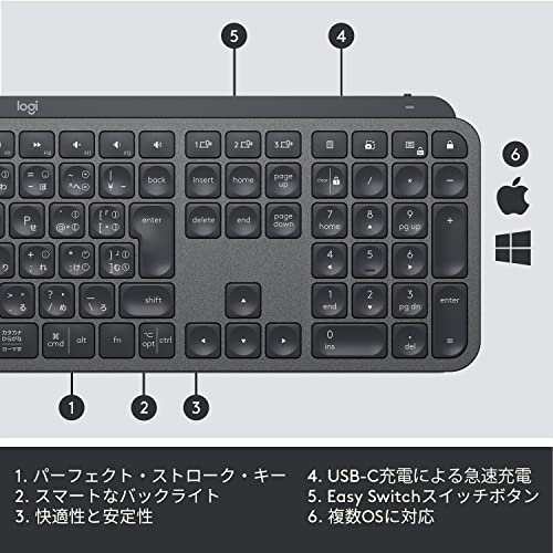 ロジクール アドバンスド ワイヤレスキーボード KX800B for Business 充電式 bluetooth logi bolt Unifying非対応 Windows Mac Chrome iP