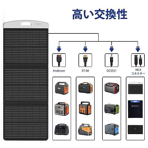 ERICSITY 100Wソーラーチャージャー ソーラーパネル 小型 ソーラー充電器 折畳み 太陽光発電 単結晶 MC-4出力 DC5521  Anderson XT-60変換アダプター 直列＆並列 高変換効率 XP65防水 防塵 ポータブの通販はau PAY マーケット - MIKIYA |  au PAY マーケット－通販サイト