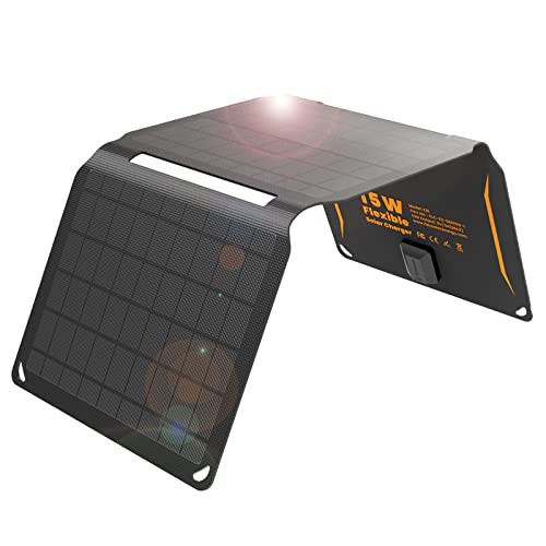 FlexSolar ソーラーパネル 15W 薄型超軽量 USBポート付き（最大5.5V