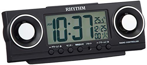 リズム(RHYTHM) 大音量 目覚まし時計 電波時計 デジタル 20種音 & ダブル アラーム 黒 フィットバトラージューク 8RZ177SR02の通販は