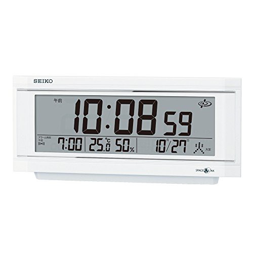セイコークロック(Seiko Clock) 置き時計 目覚まし時計 衛星電波 デジタル カレンダー 温度湿度表示 アラーム ライトつき SPACELINK スペースリンク GP501Wの通販は