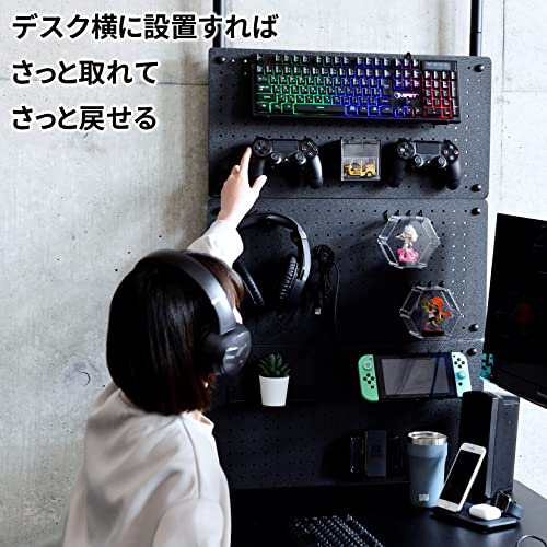 [山善] 突っ張り パーテーション 有孔ボード マグネット対応 かんたん突っ張り(実用新案取得) 孔間隔25mm 賃貸 棚 幅31・61×奥行5×高さ190-260?p 組立品 マットブラック WJP-763RM(MBK)の通販は