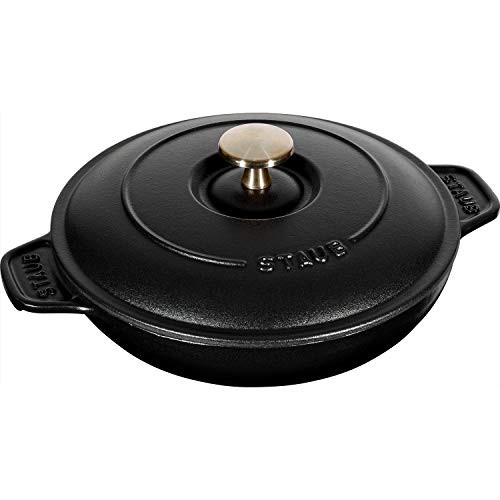 staub ストウブ 「 ラウンド ホットプレート ブラック 20cm 」 両手 鋳物 ホーロー 浅型 IH対応 日本正規販売品 Hot Plate 40509-579