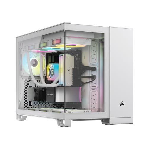 CORSAIR 2500X RGB Micro ATX Dual Chamber PCケース iCUE LINK RX120ファン付き ホワイト CC-9011268-WW