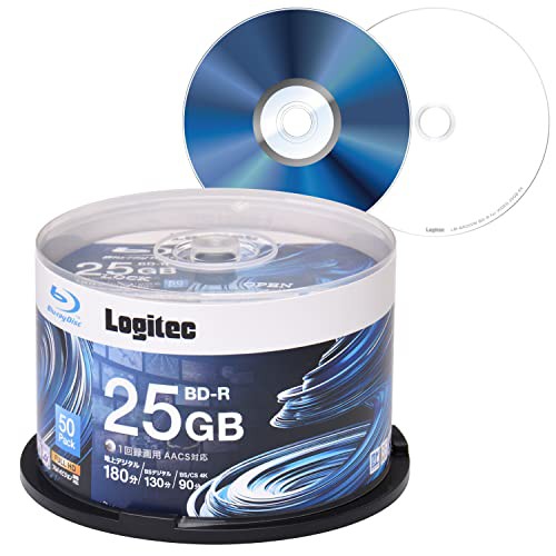 ロジテック BD-R AACS対応 ブルーレイディスク Blu-ray Disc 6倍速 1回録画用 記録用 25GB 記録メディア スピンドルケース 50枚入り LM-BR25VWS50Wの通販は