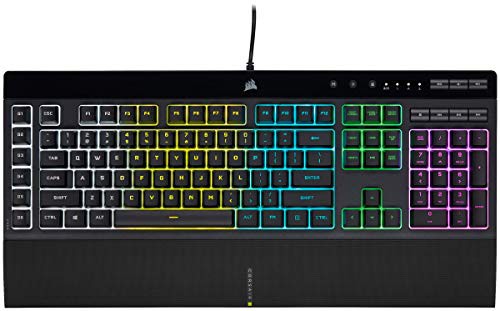 CORSAIR K55 RGB PRO ゲーミングキーボード、ブラック- IP42 防塵・防滴 - 取り外し可能なパームレスト - 専用メディアキーと音量キー (C