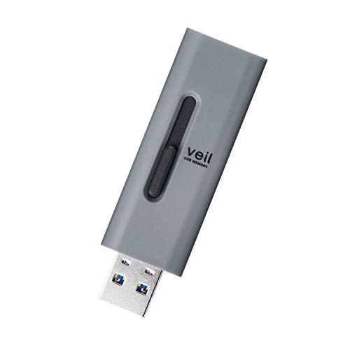 エレコム USBメモリ 128GB USB3.2(Gen1)対応 スライド式 ストラップホール付き グレー MF-SLU3128GGY