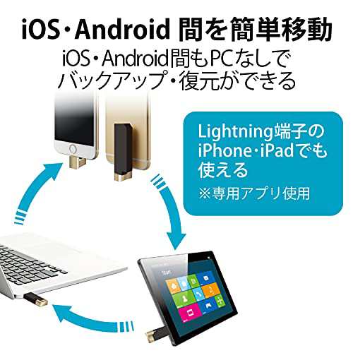 エレコム USBメモリ 128GB iPhone/iPad対応 [MFI認証品] ライトニング Type-C変換アダプタ付 ブラック MF-LGU3B128GBK