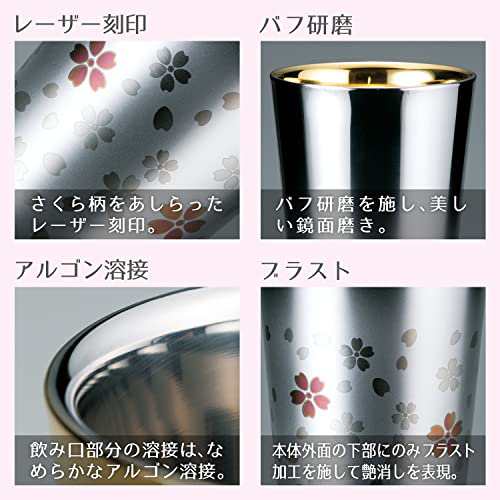 和平フレイズ 燕三条 桜 ステンレス タンブラー 300ml シルバー 保温 保冷 二重構造 さくら街道 ME-7349