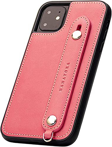 [HANATORA] iPhone11 ケース イタリアンレザー スマホケース 落下防止 耐衝撃 スタンド機能 本革 ハンディベルト ハンドメイド ストラップホール ストラップリング ギフトにも最適品 Fleur ピンク レッド 桜 赤 の通販は
