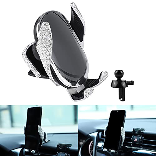 MAZERO 車 アクセサリー スマホホルダー 車載ホルダー スマホスタンド 車用ホルダー カー 内装パーツ ドレスアップ パーツ 携帯マウント 携帯電話 ホルダー キラキラ 車用品 車載ナビ スタンド 自動開閉 片手操作 調節可能の通販は