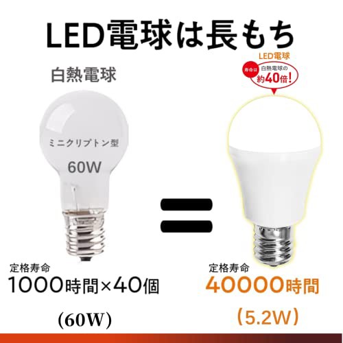 LED電球 ミニクリプトン 電球 調光器対応 E17口金 60W形相当 590lm 