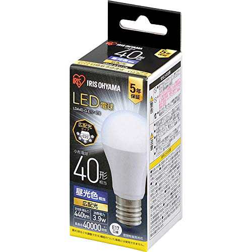 アイリスオーヤマ LED電球 口金直径17mm 広配光 40W形相当 昼光色 密閉