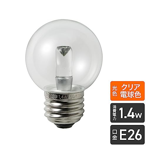 エルパ (ELPA) LED電球G50形 LED電球 照明 E26 1.4W 電球色 屋内用