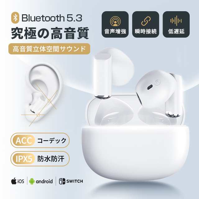 ワイヤレスイヤホン Bluetooth5.3 通話機能 ノイズキャンセリング Hi ...