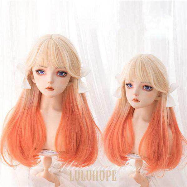 フルウィッグ ウィッグ グラデーション バイカラー ２色カラー 前髪あり かつら wig コスプレ 原宿系 耐熱ウィッグ 変装の通販は