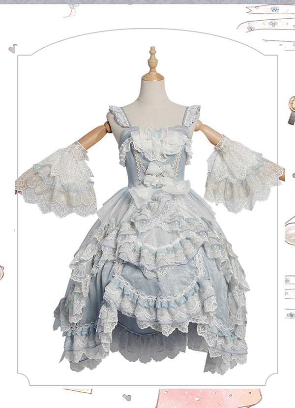 ロリータ ワンピース コスチューム メイド服 ゴスロリ ロリータワンピース 華やか メイド 豪華セット レディース  姫袖  姫ロリ 甘ロリ ゴシック ゴスロリ おとぎの国 日常 イベント 衣装 ベール ヘッドドレス 首飾り セット ドレス 小悪魔 bauty1548の通販は