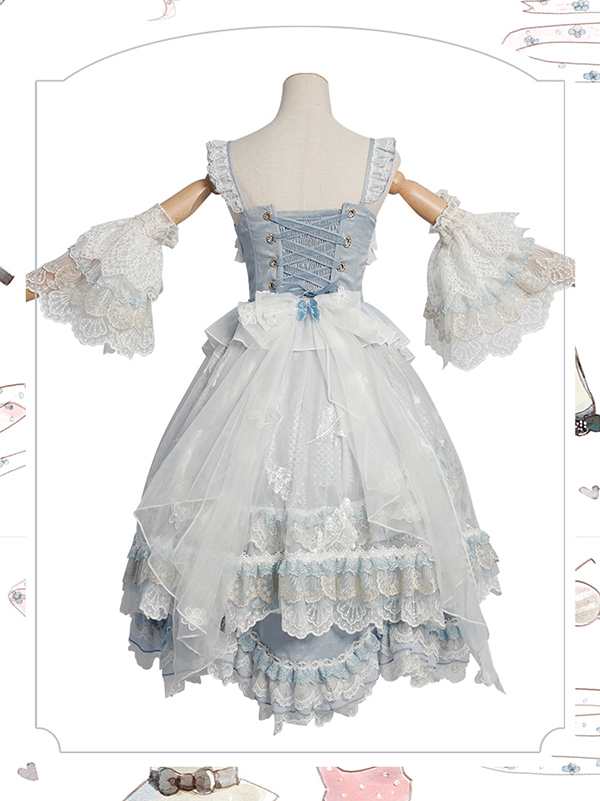 ロリータ ワンピース コスチューム メイド服 ゴスロリ ロリータワンピース 華やか メイド 豪華セット レディース  姫袖  姫ロリ 甘ロリ ゴシック ゴスロリ おとぎの国 日常 イベント 衣装 ベール ヘッドドレス 首飾り セット ドレス 小悪魔 bauty1548の通販は