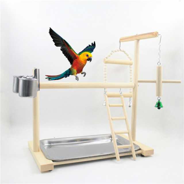 おもちゃ 吊り下げ 木 小鳥 止まり木 タワー インコ 木製 鳥 玩具 皿付く はしご アスレチック 休憩 揺らして 無害 取付け簡単 送料無料の通販は
