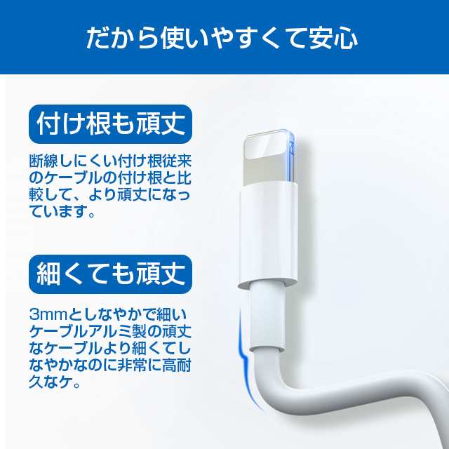 1本2m iPhone 充電器白 品質 データ転送ケーブル 新品 ケ{QsP0 - 携帯電話