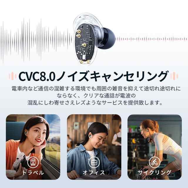 ワイヤレスイヤホン Bluetooth 5.3 ブルートゥース イヤホン 電池残量表示 タッチ式 両耳 片耳 高音質 IPX7防水 ワイヤレス  マイク内蔵 ｜au PAY マーケット