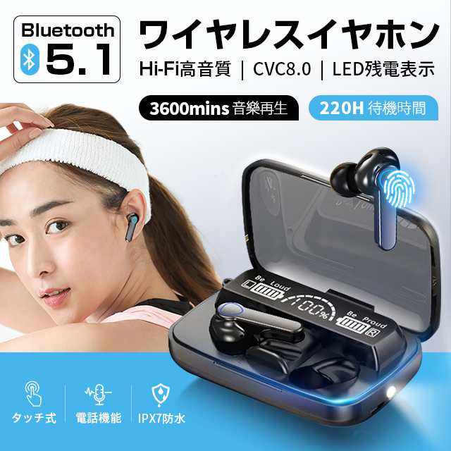 Hi-Fi 重低音 Bluetooth イヤホン ワイヤレスイヤホン ブルートゥース