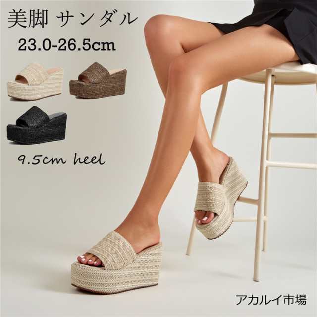 サンダル レディース オフィス 美脚 疲れにくい オフィスサンダル 靴 疲れない 履きやすい 黒 ブラック 9.5cm ヒール 春 夏 ミュール おの通販は
