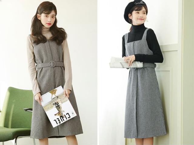 チェック柄ウエストベルト付きワンピース ジャンパースカートレディース ミドル丈ワンピース きれいめ の通販はau Pay マーケット Fashion Mille