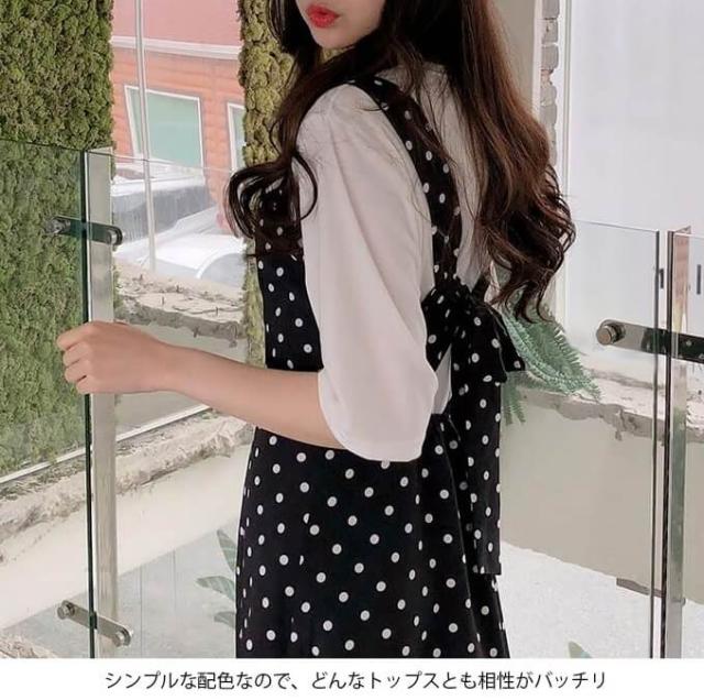 ドット柄ジャンパースカート ワンピース レディース ジャンパースカート バックリボンが可愛い気分 の通販はau Pay マーケット Fashion Mille