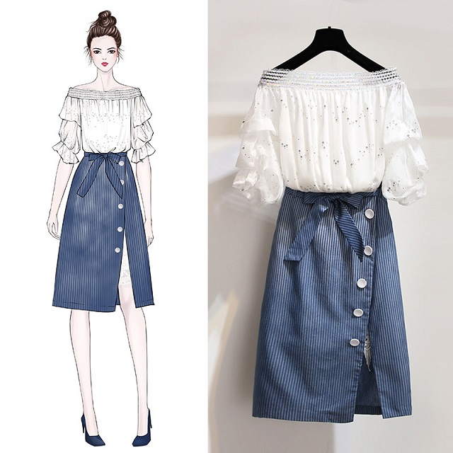 セットアップ レディース 春 夏 スカート ロング カジュアル 肩出し 2点セット シフォン ブラウスの通販はau Pay マーケット Fashion Mille