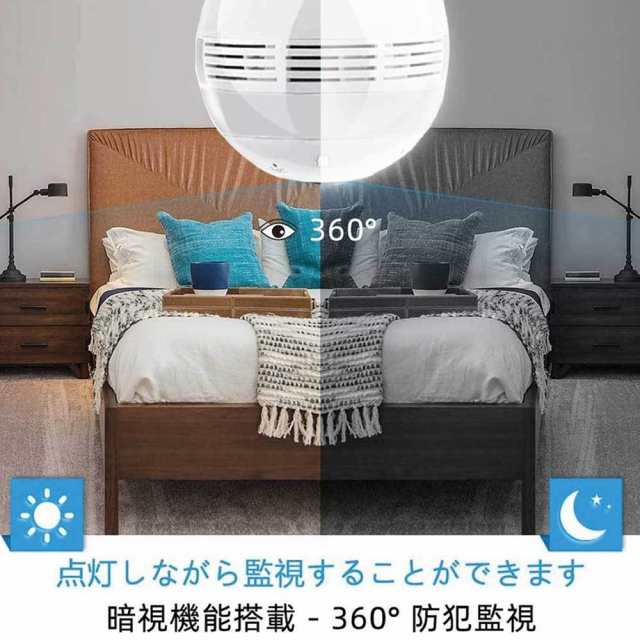 電球型wifi防犯カメラ 360度カメラ全天球1080P高画質 電球型wifi防犯カメラ 360度カメラ全天球1080P高画質