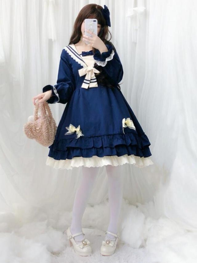Lolita系中袖 長袖 ワンピースロリータ トップス 萌え レディース ロリータファッション変装トップスコスプレハロウィン クリスマス ゴスロリ_1
