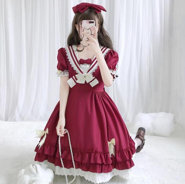 Lolita系中袖 長袖 ワンピースロリータ トップス 萌え レディース ロリータファッション変装トップスコスプレハロウィン クリスマス ゴスロリ_10