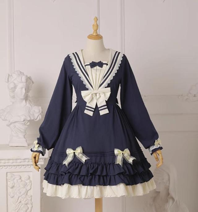Lolita系中袖 長袖 ワンピースロリータ トップス 萌え レディース ロリータファッション変装トップスコスプレハロウィン クリスマス ゴスロリ_11