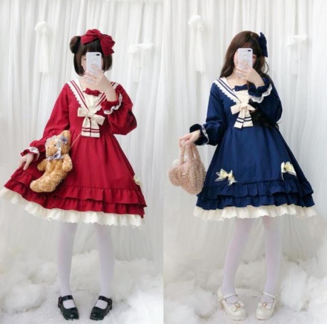 Lolita系中袖 長袖 ワンピースロリータ トップス 萌え レディース ロリータファッション変装トップスコスプレハロウィン クリスマス ゴスロリ_12