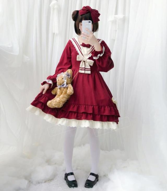 Lolita系中袖 長袖 ワンピースロリータ トップス 萌え レディース ロリータファッション変装トップスコスプレハロウィン クリスマス ゴスロリ_13