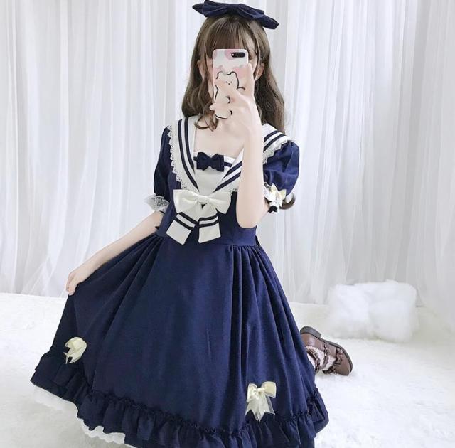 Lolita系中袖 長袖 ワンピースロリータ トップス 萌え レディース ロリータファッション変装トップスコスプレハロウィン クリスマス ゴスロリ_3