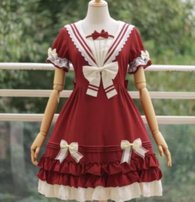 Lolita系中袖 長袖 ワンピースロリータ トップス 萌え レディース ロリータファッション変装トップスコスプレハロウィン クリスマス ゴスロリ_4